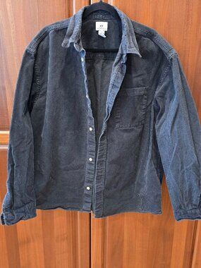 H&M Long Sleeve‎ Corduroy Button up XL Black Mens shirt